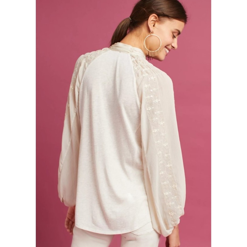 TINY Anthropologie Maud Victorian Cutout Top Embroidered Women's Small Romantic - Picture 3 of 12